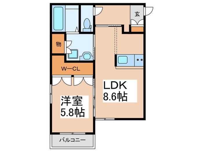 GLICINA南巽VIENT(1LDK/2階)の間取り写真
