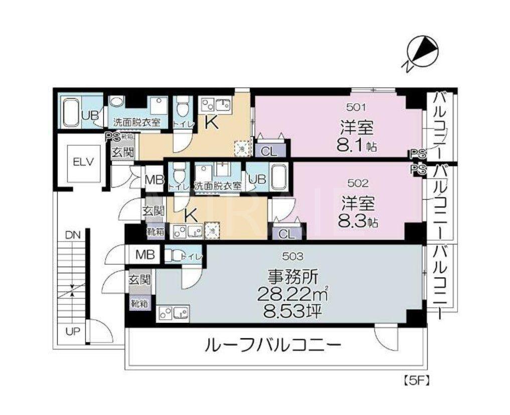 ベーカーズビル横浜(1K/5階)の間取り写真
