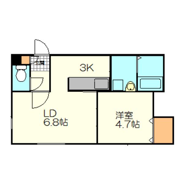 HES-MODE幸(1LDK/2階)の間取り写真