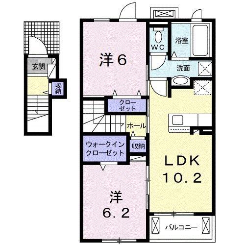 グランメゾン(2LDK/2階)の間取り写真