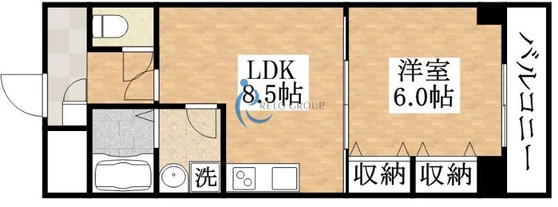 ラ・ポーエあき(1LDK/1階)の間取り写真