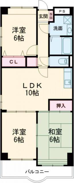 センターロイヤル(3LDK/3階)の間取り写真