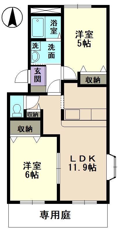 CRYSTAL(2LDK/1階)の間取り写真