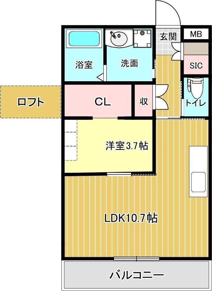 バンベールノース(1LDK/4階)の間取り写真