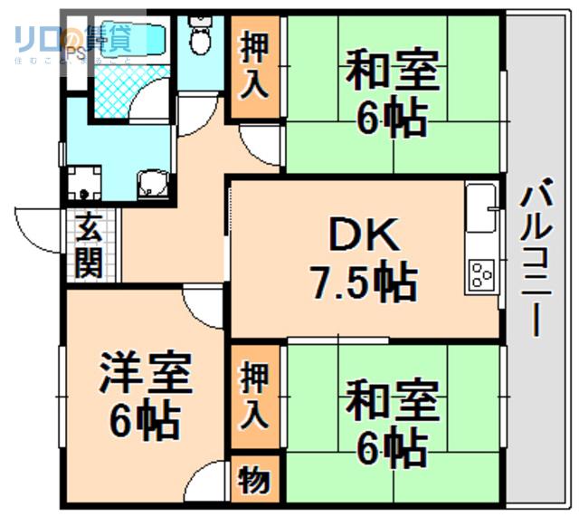第二久保マンション(3DK/1階)の間取り写真
