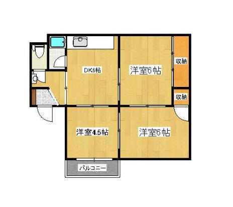 カネダイマンション(3DK/4階)の間取り写真