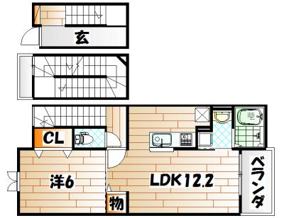ハーモニーガーデン小文字I(1LDK/3階)の間取り写真