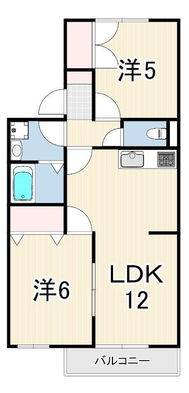 メゾン鷹取(2LDK/2階)の間取り写真