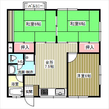 新栄ハイツA(3DK/1階)の間取り写真