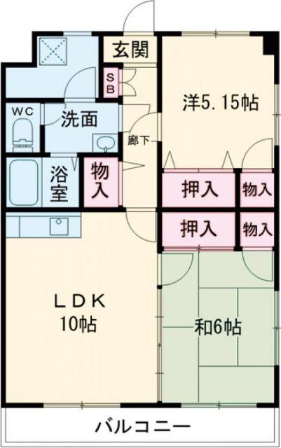 レジデンス近江(2DK/4階)の間取り写真