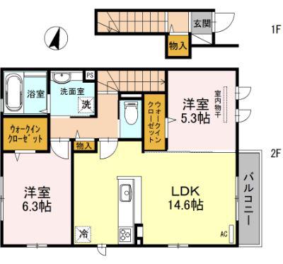 PALACIO大野台(2LDK/2階)の間取り写真