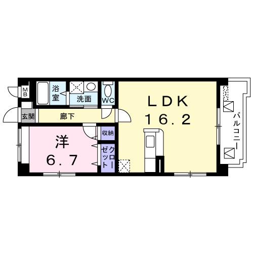 サウスヒルズ緑C(1LDK/2階)の間取り写真