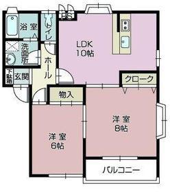 リヴェールB (2LDK/1階)の間取り写真