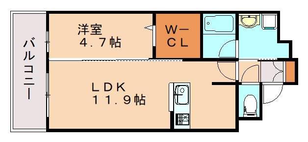 シティーコートHANATAKU(1LDK/9階)の間取り写真