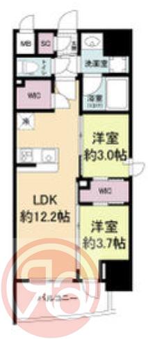 セレニテフラン難波(2LDK/6階)の間取り写真