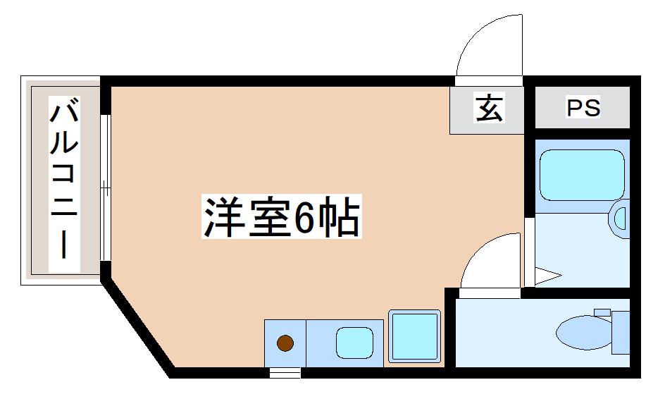 ベル板宿(ワンルーム/2階)の間取り写真