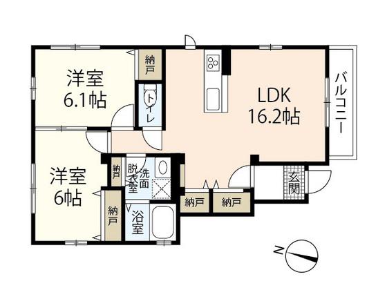 TROIS SOEURS宮内 B(2LDK/1階)の間取り写真