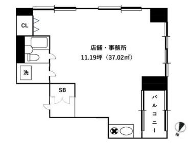 TKビル(ワンルーム/2階)の間取り写真