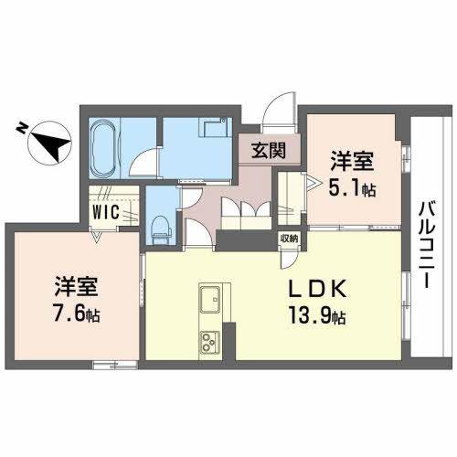 プレーデル(2LDK/1階)の間取り写真
