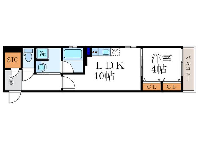 べラジオ雅び北野白梅町(1LDK/2階)の間取り写真