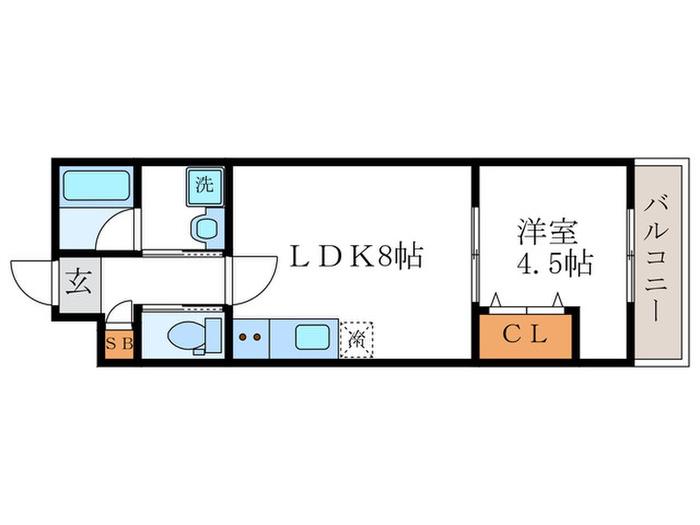 リアン桂ウエスト(1LDK/1階)の間取り写真