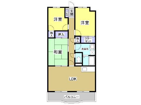 ミレーニア(2SLDK/1階)の間取り写真