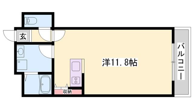 インタービレッジ塩町II(ワンルーム/4階)の間取り写真