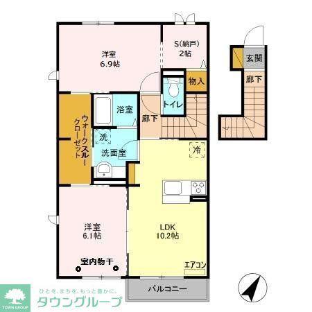 サンライズガーデン(2SLDK/2階)の間取り写真