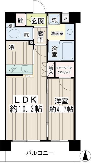 エクセル武蔵小杉(1LDK/4階)の間取り写真