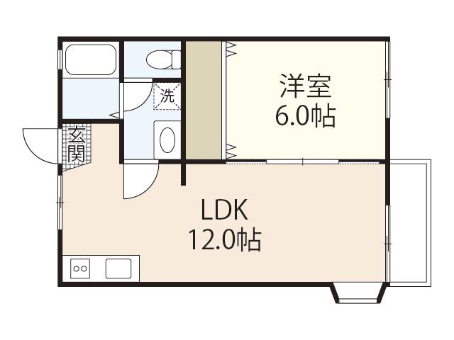 湯浅コーポA(1LDK/2階)の間取り写真
