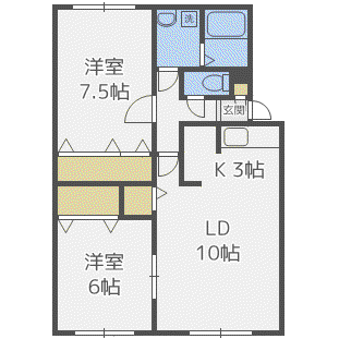 シティハウス西野(2LDK/3階)の間取り写真