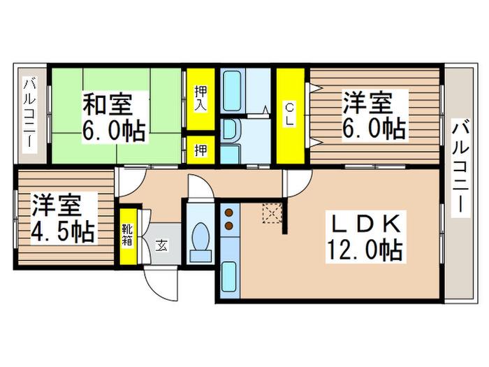 ミネセイビル(3LDK/3階)の間取り写真
