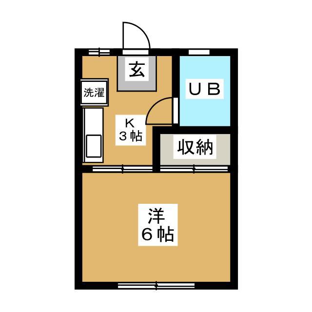 スペリオール平潟II(1K/2階)の間取り写真