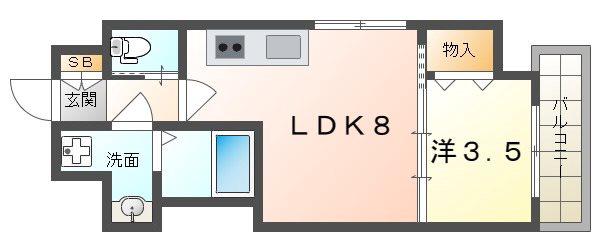 GRAND STEADY 城東(1LDK/2階)の間取り写真