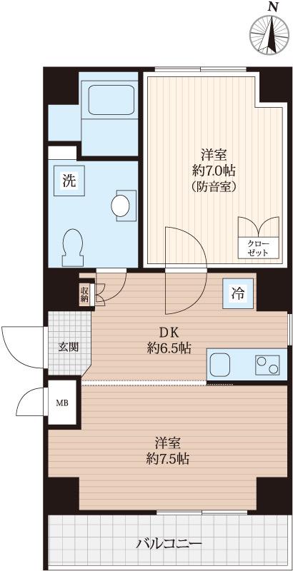 ラシクラスINFINA中村橋(2DK/10階)の間取り写真
