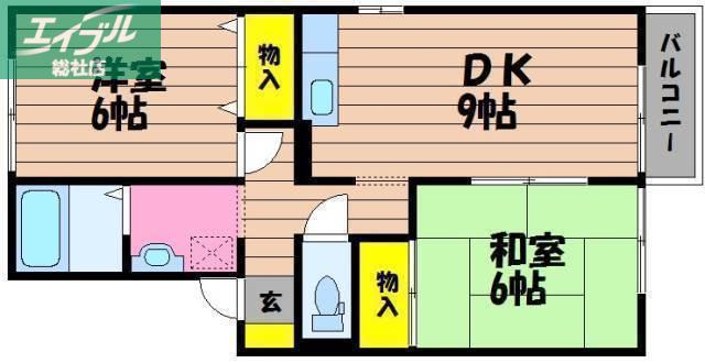 セジュールT&K(2DK/1階)の間取り写真