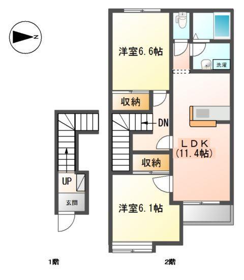 グランマーベラス(2LDK/2階)の間取り写真