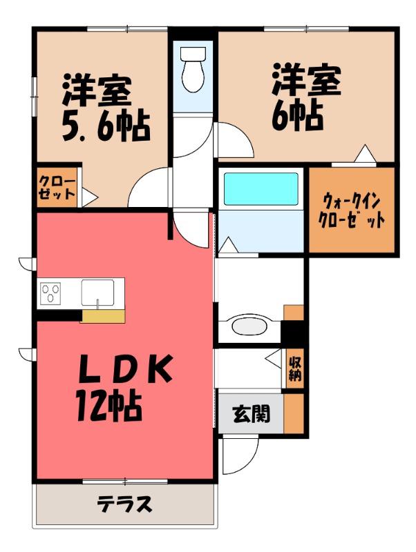 フローラルハイツ(2LDK/1階)の間取り写真