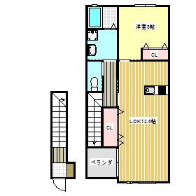 ALBA GRANDE(1LDK/2階)の間取り写真