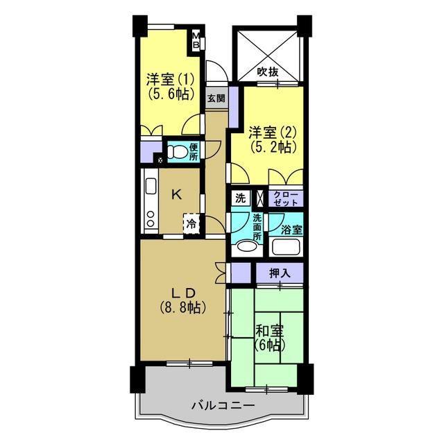 第2グランドフォート(3LDK/7階)の間取り写真