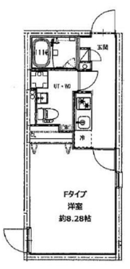 B.G.GRAND UNOKI(1K/4階)の間取り写真