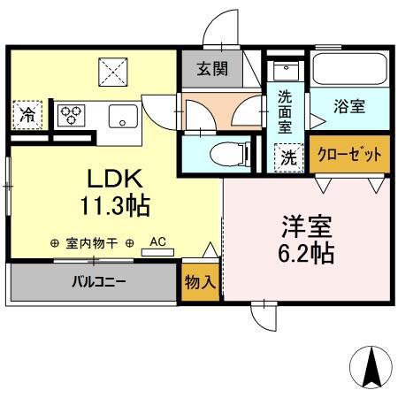 D-HILLS領家(1LDK/1階)の間取り写真