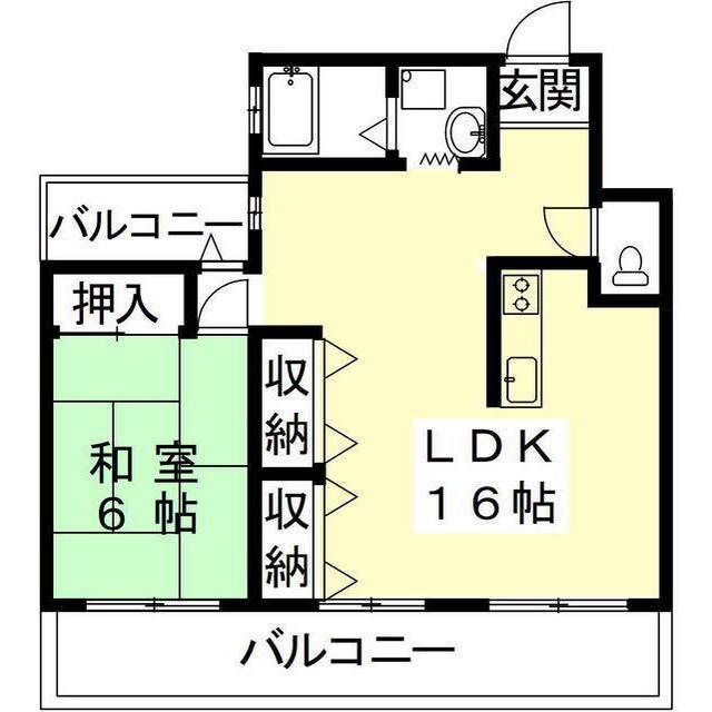 第2サンハイツ戸崎(1LDK/3階)の間取り写真