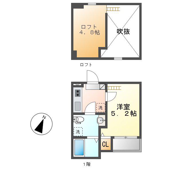 アイケア(1K/2階)の間取り写真