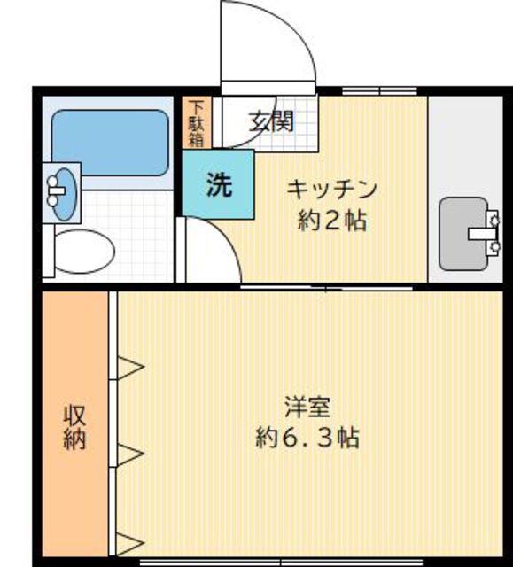 いなげや(1K/2階)の間取り写真
