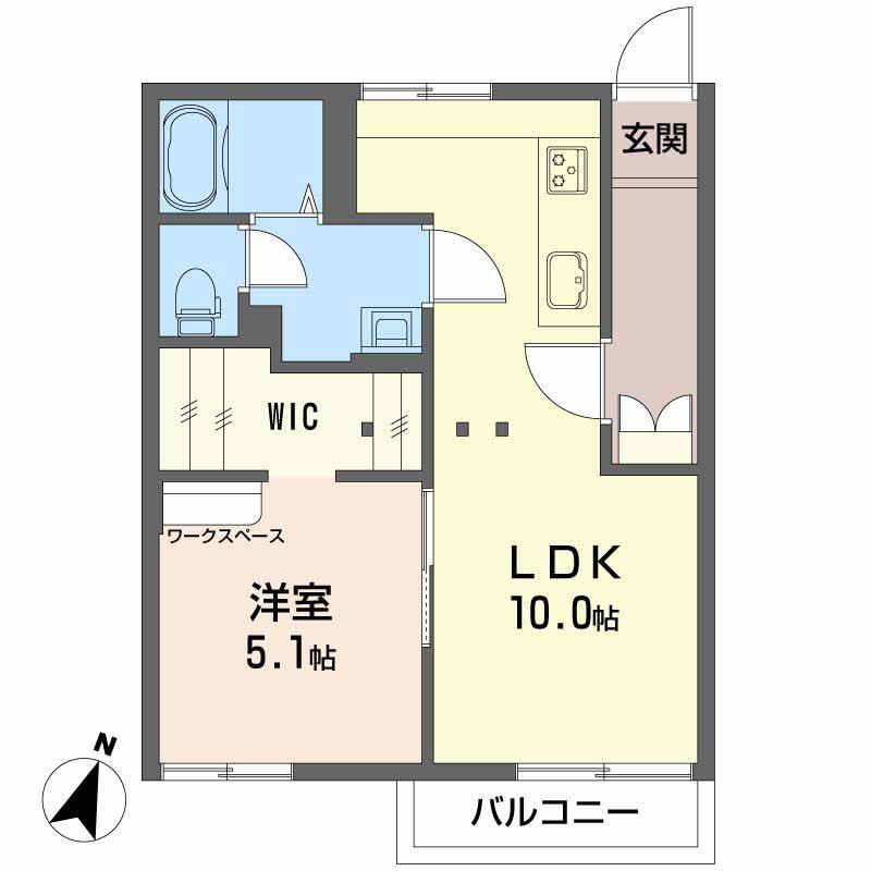 フレグランスTOKIWA セ(1LDK/2階)の間取り写真