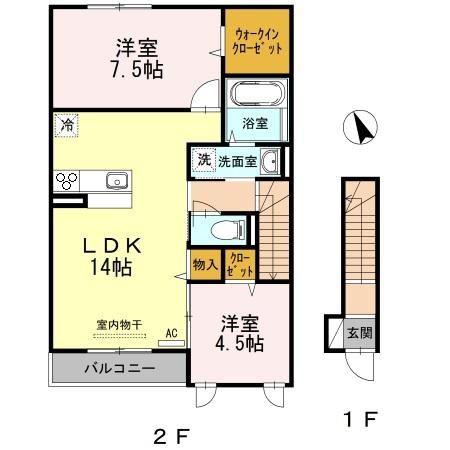 スカイビューテラス宮前平(2LDK/2階)の間取り写真