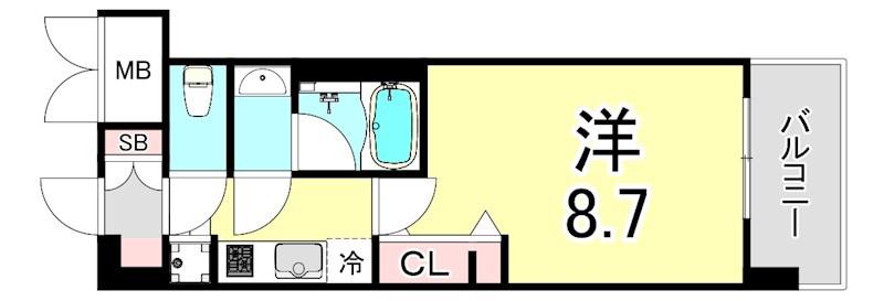 サクラーレ甲子園(1K/3階)の間取り写真