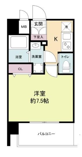 プラウドフラット新大阪(1K/4階)の間取り写真