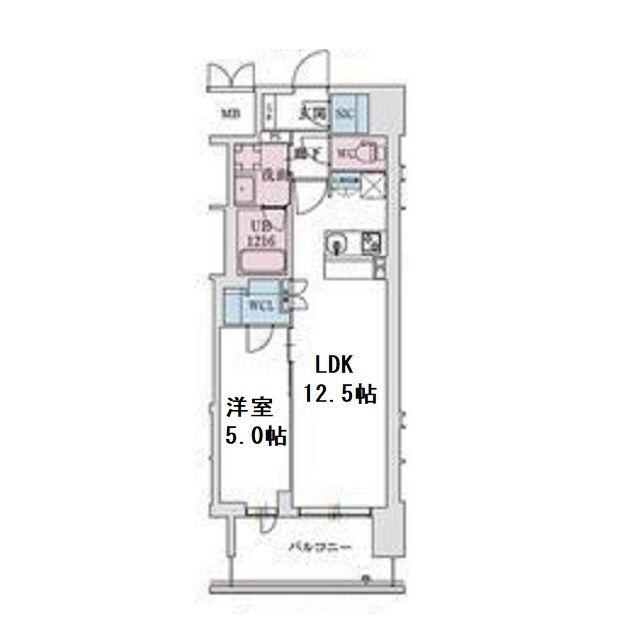 スプランディッド本町グラン(1LDK/15階)の間取り写真
